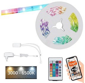 Bandă LED RGBW dimabilă 6,5m LED/18W/230V Wi-Fi Tuya Brilo + telecomandă