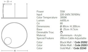 Lustra LED design modern circular ROTUNDA 80cm, auriu mat