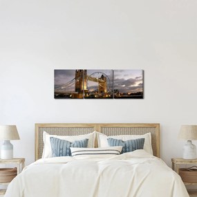 Tablou - Tower Bridge la noapte (cu ceas) (90x30 cm)