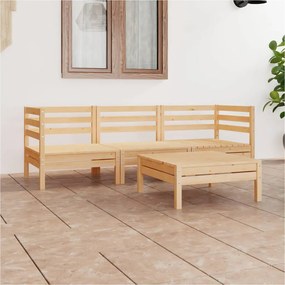 Set mobilier de gradina, 4 piese, lemn masiv de pin Maro, 1