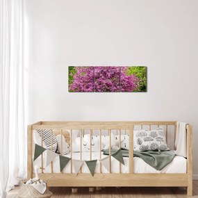 Tablou cu pom înflorit pe luncă (cu ceas) (90x30 cm)