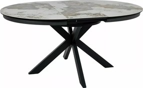 Masa extensibila Porto Ceramic alb lucios/negru mat L120-160xl120 cm