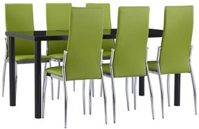 Set mobilier de bucatarie, 7 piese, verde, piele ecologica Verde, 7