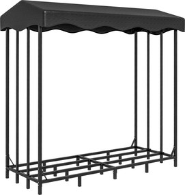 Outsunny Suport pentru Lemne de Exterior cu Acoperire, Suport Metalic Ranforsat pentru Lemne, 185x90x185 cm, Negru | Aosom Romania