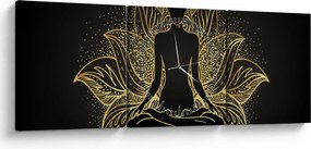 Tablou - Silueta într-o floare de lotus (cu ceas) (90x30 cm)