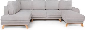 Colțar gri deschis extensibil/cu spațiu de depozitare cu tapițerie din catifea reiată (cu colț pe partea stângă/în formă de "U") Tori – Bonami Selection