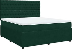 vidaXL Pat box spring cu saltea, verde închis, 180x200 cm, catifea