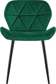 Scaun de masa MANGO VELVET cu picioare negre, verde inchis