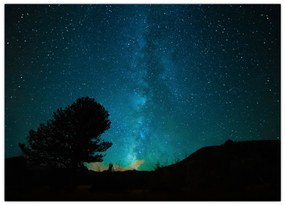 Tablou pe sticlă cu cerul nocturn și stele (70x50 cm)