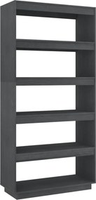 vidaXL Bibliotecă/Separator cameră, gri, 80x35x167 cm, lemn masiv pin