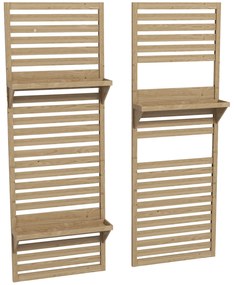 Outsunny Lot de 2 suporturi pentru plante interioare, port plante interioare cu rafturi și plasă 60 x 18 x 170 cm, lemn natural | Aosom Romania