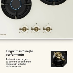 Klarstein Plită pe gaz Victoria | 3 arzătoare din aluminiu | compatibilă cu gaz natural și GPL | 6050 W | 45 cm