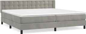 vidaXL Pat box spring cu saltea, gri deschis, 200x200 cm, catifea