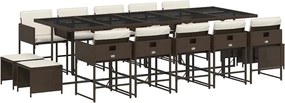 vidaXL Set mobilier de grădină cu perne, 15 piese, maro, poliratan