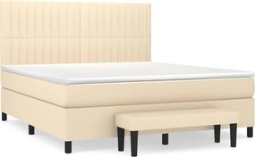 vidaXL Pat continental cu saltea, crem, 180x200 cm, textil