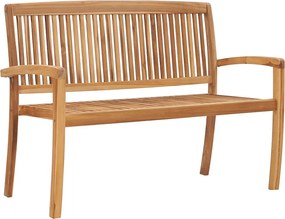 vidaXL Bancă grădină stivuibilă, 2 locuri, 120 cm, lemn masiv de tec