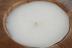 Lumânare decorativă tip ceară, stil natural rustic, culoare naturală, din ceară și lemn de tec, „Teak”