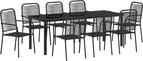 vidaXL Set de masă pentru grădină 9 pcs Negru