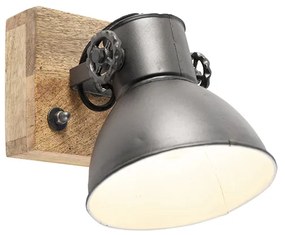 Spotlight industrial gri închis cu lemn de mango 18 cm - Mangoes