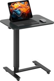 HOMCOM Birou reglabil pe înălțime incl. 4 roți C-Formă 65 cm x 48 cm x 70-110 cm Negru | Aosom Romania