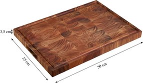 Tocator profesional Kesper 29154, 36 x 50 cm, acoperire care protejeaza cutitele, lemn de salcam, maro inchis
