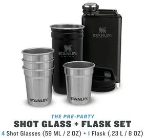 Set sticlă și pahare de tărie negru 6 buc. din oțel inoxidabil 250 ml Adventure Black – Stanley