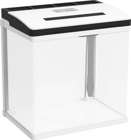 PawHut Acvariu de 13L, de Sticla cu Filtru, Iluminare cu LED-uri, Pompa de Apa, 29x20x30,5cm - Alb