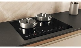 Plita vitroceramica cu inductie incorporabila Whirlpool WF S5060 CPBF, 7200W, 4 zone, 18 trepte, Chef Control, FlexiCook, Negru