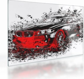 Tablou pe sticlă - Mașina pictată în acțiune (70x50 cm)