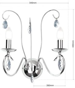 Aplica perete stil clasic cu cristale K9 Alessia WA 2-1093/2 chrom OR