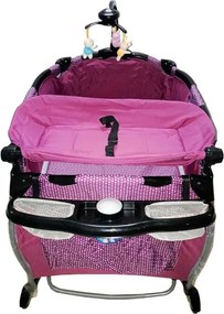 Patut Pliant rotund cu balansoar, Tarc copii Baby Care™ ROUND NEST, Pliabil pe 2 Niveluri cu muzica si Masa infasat, Jucarie Carusel cu jucarii din