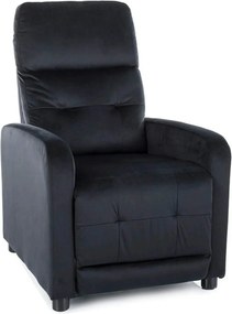 Fotoliu rabatabil OTUS, stofa catifelata negru - Bluvel 19, 66x92/144x