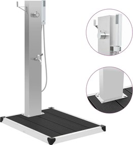 vidaXL Duș de exterior cu cădiță, WPC și oțel inoxidabil