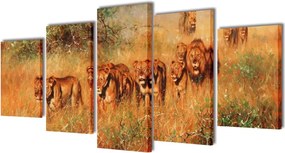 vidaXL Set de tablouri de pânză imprimate lei 100 x 50 cm