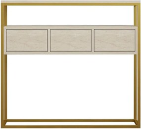 Consola GUARDA, bej cu efect de marmura/auriu, PAL melaminat, 100x29x9