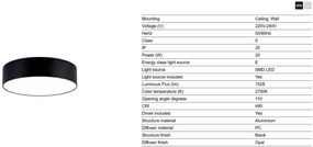 Plafoniera LED design circular ARIS 20W negru