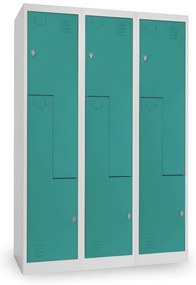 Dulap metalic Z, 3 compartimente, 120 x 50 x 180 cm, blocare, verde - ral 6033