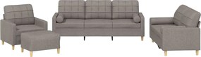 vidaXL Set de canapele cu perne, 4 piese, gri taupe, textil