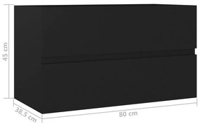 Dulap de chiuveta, negru, 80 x 38,5 x 45 cm, PAL Negru, Dulap pentru chiuveta, 1