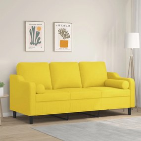 3200858 vidaXL Canapea cu 3 locuri cu pernuțe, galben deschis, 180 cm, textil