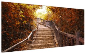 Tablou - Scări în natură în toamnă (120x50 cm)
