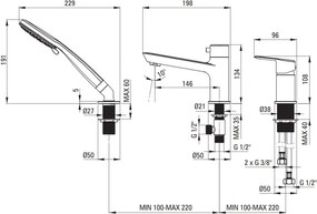 ARNIKA Baterie pentru Cadă cu 3 Orificii Finisaj Auriu Periat BQA_R13M