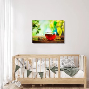 Tablou pe sticlă - Natura moartă, ceai (70x50 cm)