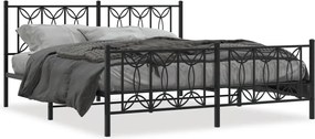 vidaXL Cadru pat metalic cu tăblii de cap/picioare, negru, 183x213 cm