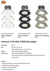 Set de 3 spoturi incastrabile baie LED dimabil Fremont 3-Kit IP65 2700K negru