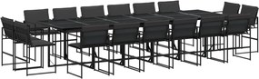 vidaXL Set mobilier de grădină, 17 piese, cu perne, negru, textilenă
