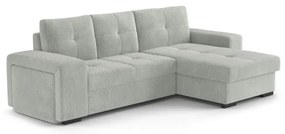 Canapea extensibilă PALERMO cu spațiu de depozitare și taburet, gri deschis, pe partea dreaptă