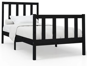 3106692 vidaXL Cadru de pat, negru, 90x200 cm, lemn masiv de pin
