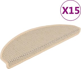 vidaXL Covorașe scări autoadezive, 15 buc., berber, 65x21x4 cm, sisal