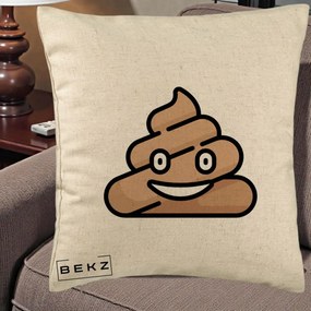 Perna Decorativa Emoji Poop Funny, 40x40 cm, Bej, Husa Detasabila, Perna Inclusa, BEKZ®
